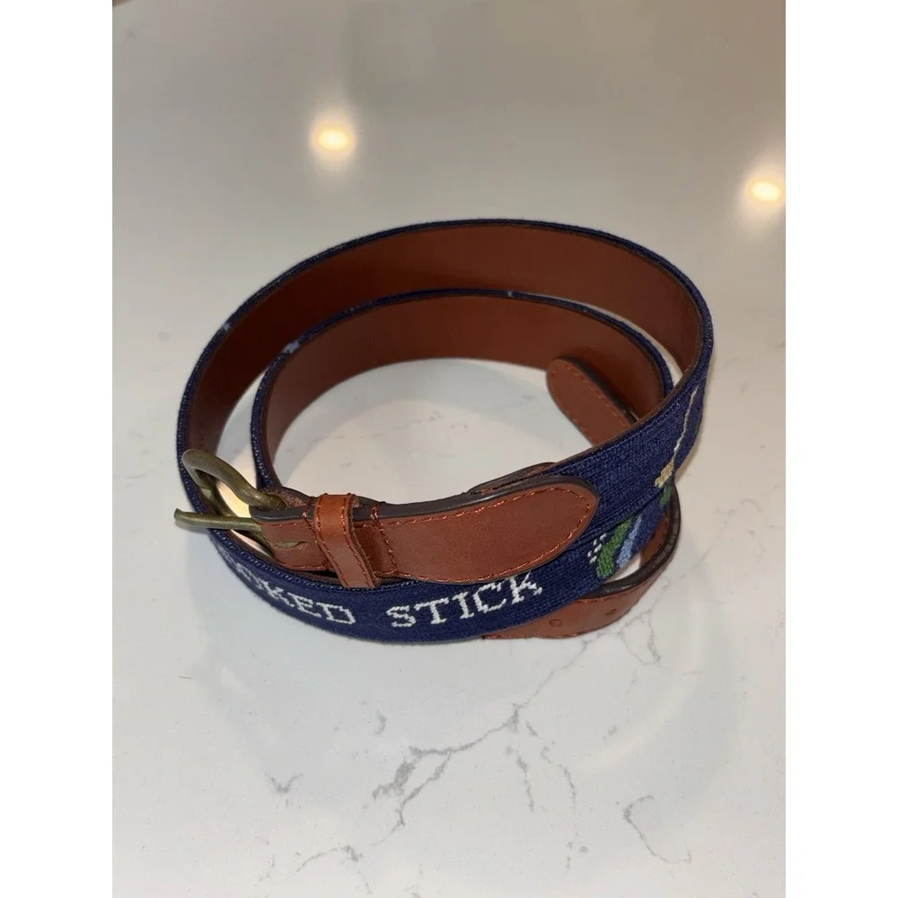 Smathers & Branson Crooked Stick Golf Needlepoint Belt Size 42 EUC